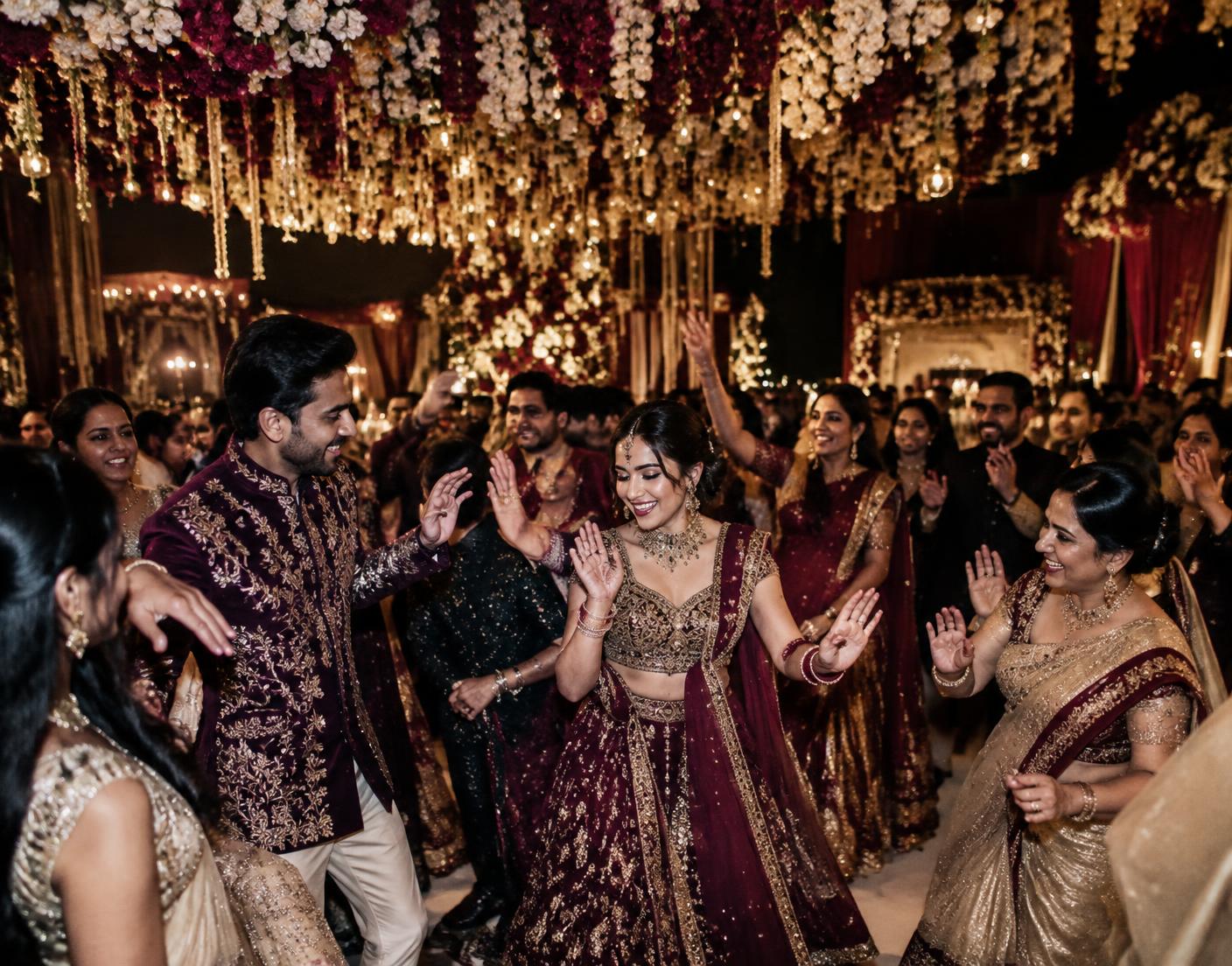 Family dancing at a Sangeet celebration